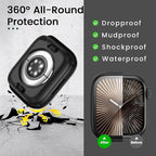 3 in 1 Goton Waterproof Hard Case for Apple Watch Screen Protector 46mm, 360° Slim Full Protective Tempered Glass Face Cover + Back Hard PC Bumper for iWatch Series 11/10, 46mm Matte Black - Image 5