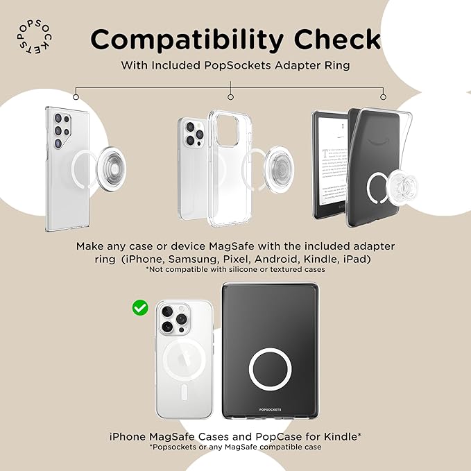 PopSockets Phone Grip for MagSafe, Magnetic Holder, Phone Stand, Silver - FATA Morgana Chrome - Image 6