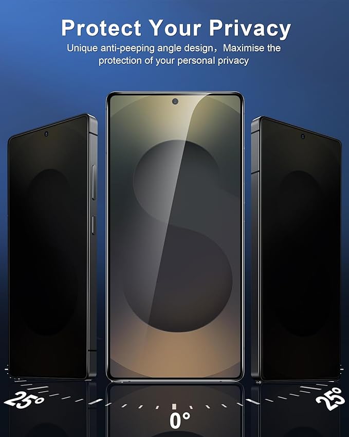 3 Pack Privacy Screen Protector for Samsung Galaxy S24 Tempered Ultra-Thin Glass with 9H, Anti Scratch, Bubble Free [Support Fingerprint Unlock] Black - Image 2