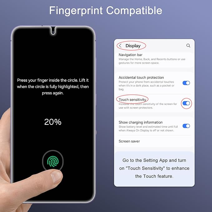 JZG 2 Pack Tempered Glass Screen Protectors for Samsung Galaxy S24 with 2 Pack Camera Lens Protectors, Ultrasonic Fingerprint Compatible, Bubble-Free, Scratch Resistant - Image 8