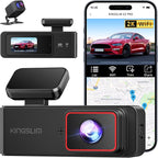 Kingslim Dash Cam Front and Rear 2K+1080P, Mini WiFi Dash Camera for Cars Dual Dashcam Parking Monitor, Loop Recording, Car Camera Support Max 256GB (E2PRO) by Unknown