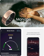 aaboRing Smart Ring, Men, Women, Track Heart Rate, Fitness, Activity, Sleep Stress Monitoring, Step Count, Up to 7 Days of Battery Life, Titanium, No App Subscription, Gold 11 - Image 5