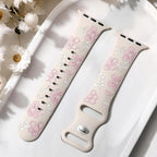 Witzon Floral Band Compatible with Apple Watch Bands For Women 40mm 41mm 38mm 42mm 44mm 45mm 46mm 49mm, Engraved Cute Flower Silicone Dressy Strap for iWatch Series 11 10 9 8 7 6 5 4 3 2 SE Ultra - Image 5