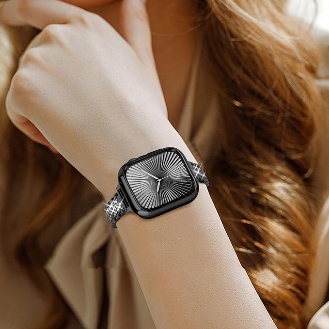 JR.DM 44mm Soft Flexible TPU Case Compatible for Apple Watch Series 6/5/4/SE Touchable Screen Lightweight Anti-Scratch All-Around Protector Thin Guard Shockproof Cover Shiny Bumper for iWatch, Black - Image 6