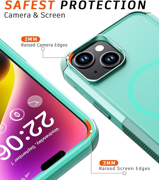 Diverbox for iPhone 14 Case [Compatible with MagSafe] [with Screen Protector ] [Shockproof] [Dropproof] Heavy Duty Protection Phone Case for Apple i Phone 14 (Teal) - Image 4
