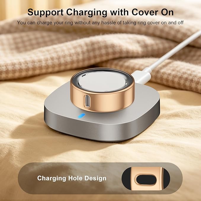 3 Pack Cover Compatible with Oura Ring Gen 4/Oura Ring Gen 3 Horizon/Heritage-Size 13,Support Charging with Cover on,Anti-Scratch TPU Ring Protector for Men Women,Gold+Champagne Gold+Rosegold - Image 4