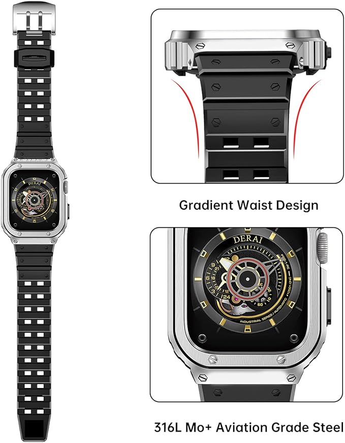 SUPLINK Stainless Steel Case and Band Compatible with Apple Watch 45mm Bands for Men, Rugged Protective Metal Apple Watch Case Cover and TPU Band for iWatch Apple Watch Series 9 8 7(Silver) - Image 5