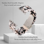 V.R.HOPE Resin Watch Band Compatible with Apple Watch Band for Women 38mm 40mm 41mm 42mm Starlight Fashion Lightweight Bracelet Strap for iWatch Series 11/10/9/8/7/6/5/4/3/2/1/SE3 (Black Floral-Starlight) - Image 4
