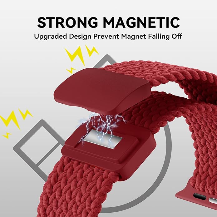 Braided Stretchy Band Compatible with Apple Watch Band 38mm 40mm 41mm 42mm 44mm 45mm 46mm 49mm Women Men, Adjustable Nylon Elastic Magnetic Clasp Strap for iWatch Series 10 9 8 7 6 5 4 3 2 1 SE Ultra - Image 2