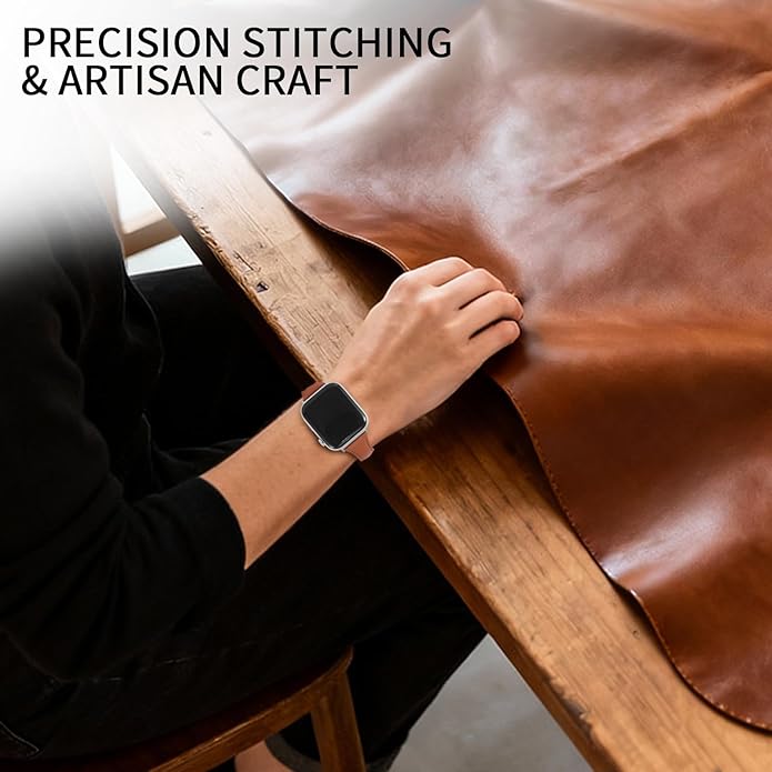 Slim Genuine Nappa Leather Bands Compatible with Apple Watch Band 38mm 40mm 41mm 42mm 44mm 45mm 46mm Women, Sweatproof Ultra Soft Leather Replacement Straps for iWatch Ultra/SE/1/2/3/4/5/6/7/8/9/10/11 - Image 6