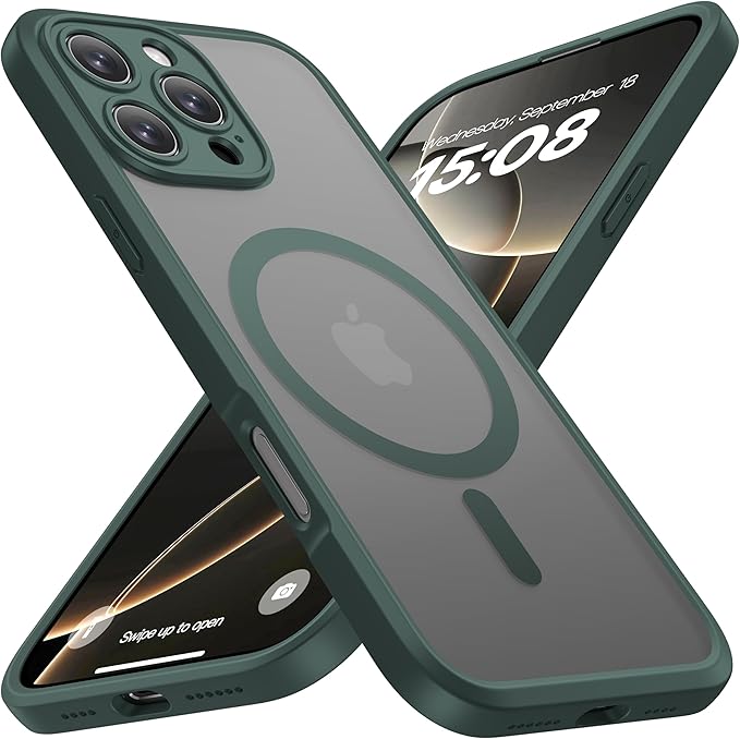 ImpactStrong Magnetic Guard Designed for iPhone 16 Pro Max Case [Camera Protection] [Military Grade Drop Tested] [Compatible with MagSafe] Slim Translucent Matte Phone Case (6.7") - Dark Green by IMPACTSTRONG