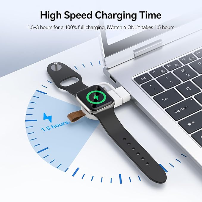 NEWDERY Charger for Apple Watch Magnetic USB C&USB A Portable Wireless iWatch Charger for Apple Watch Ultra 2/1 Series 10 9 8 7 6 5 4 3 2 1 SE, White - Image 4