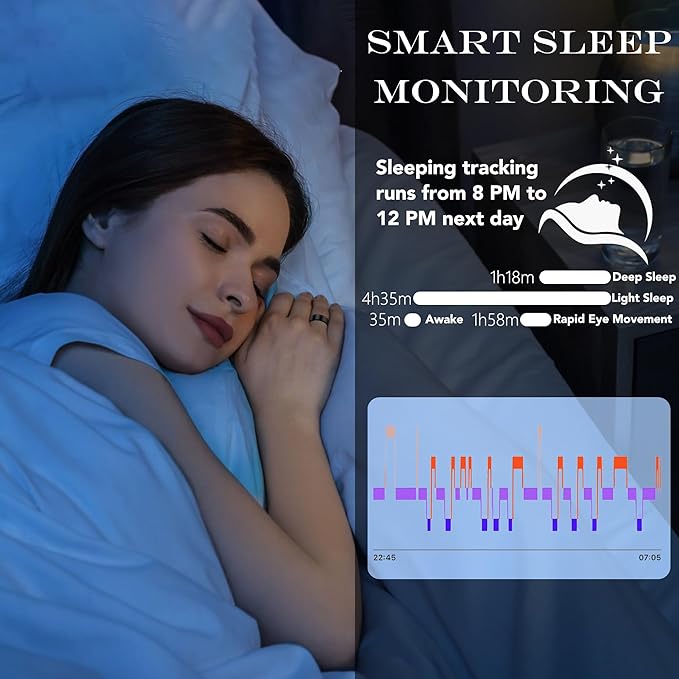 Smart Health Ring for Women Men Fitness Tracker with Heart Rate, Blood Oxygen, Blood Pressure, Sleep Monitoring, Step Counting, IP68 Waterproof for iOS and Android, No APP Fee, Rose Gold 14 - Image 4