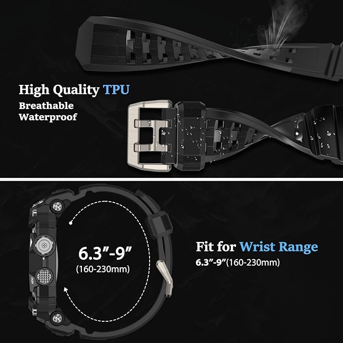 SUPLINK Rugged Case with Bands Compatible with Apple Watch Series 10 Band/Apple Watch Series 11 Band 46mm, Protective Bumper Cover for iWatch Bands Men (Titanium Color) - Image 6