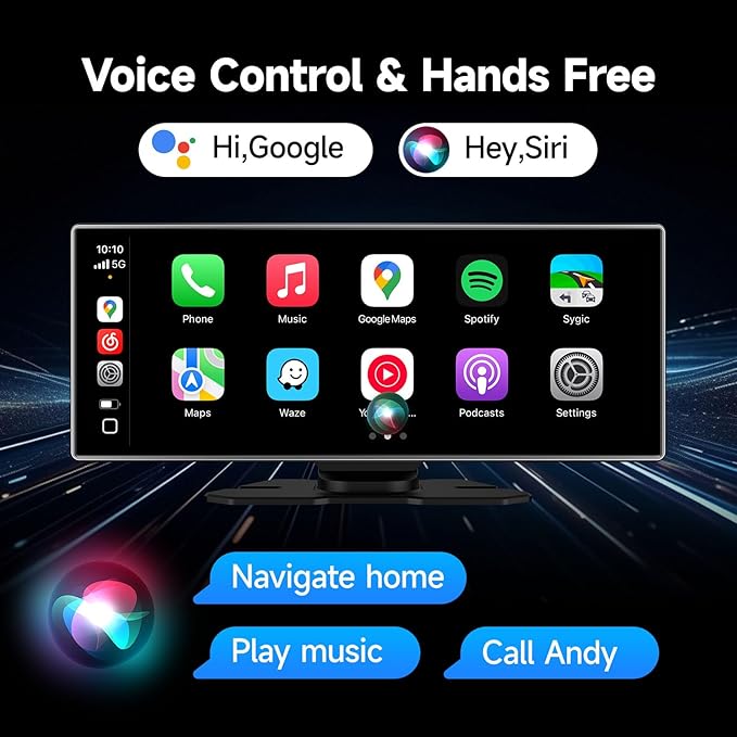 Carplay Screen for Car with 4K Dash Cam, 11.26 inch Portable Wireless A-pple Carplay & Android Auto HD Touchscreen with 1080P Backup Camera, GPS Navigation, Bluetooth, Siri, Mirror Link - Image 5