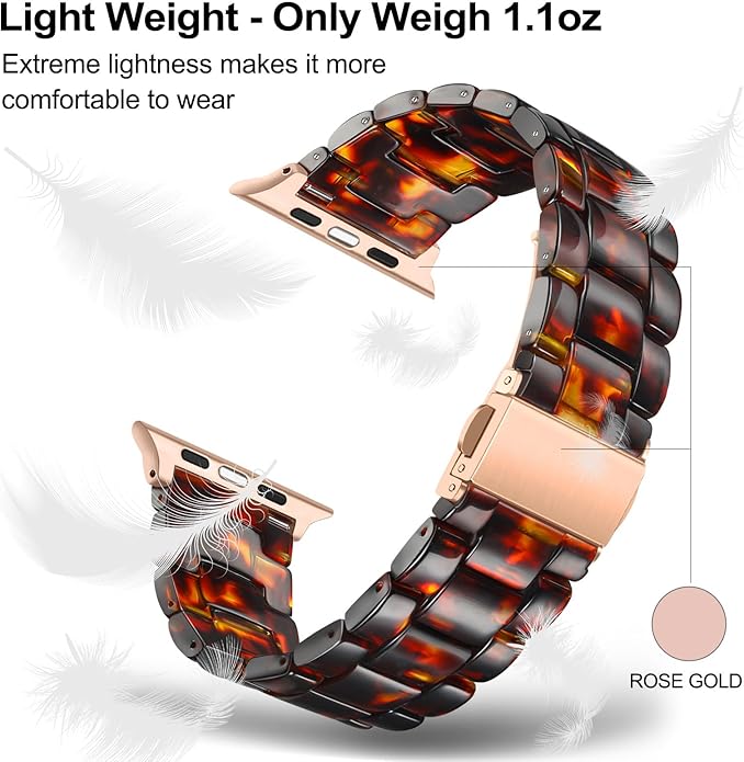 Dhwazz Band for Apple Watch Series 11 10 42mm 46mm, Women Resin Bands Stainless Steel Buckle Strap for iWatch Ultra SE 3 2 1 Series 9 8 7 6 5 4 41mm 40mm 38mm 49mm 45mm 44mm 42mm - Image 3