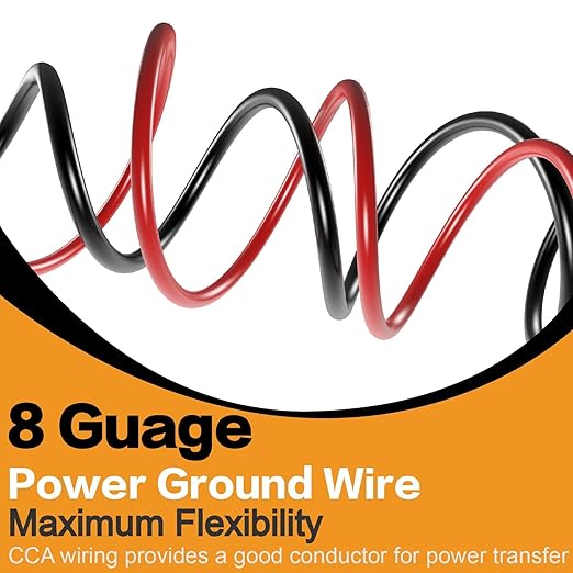 8 Gauge Wire Copper Aluminum CCA 50FT(25FT Red+25FT Black) Power & Ground Cable with 60A Fuse Holder,8ga Lugs,3:1 Heat Shrink Tube - Amp Wiring Kit for Car Audio,Battery,RV Trailer,Marine - Image 3