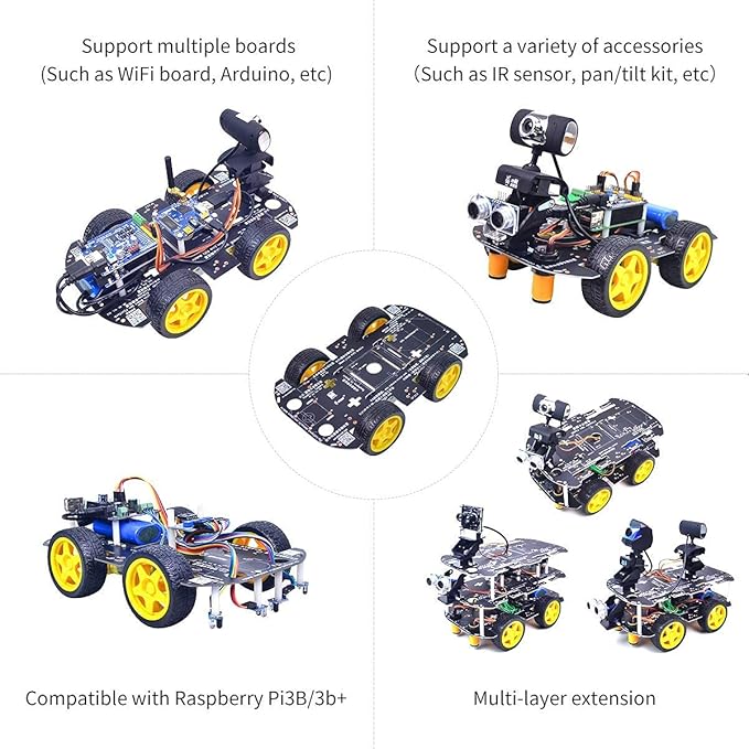 Robot Chassis 4WD Robot Car Smart Chassis Kit with 4 TT Motor for Arduino/Raspberry Pi/Jetson Nano, Smart Robotic Car Chassis DIY Learning Kit - Image 5