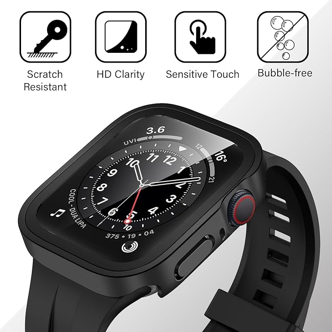 Amizee 2 Pack Compatible with Apple Watch Case SE 3/2/1 Series 6/5/4 44mm with Built-in Screen Protector, Ultra-Thin Hard PC Straight Edge Anti-Scratch Protective Cover for iWatch (Matte Black) - Image 6