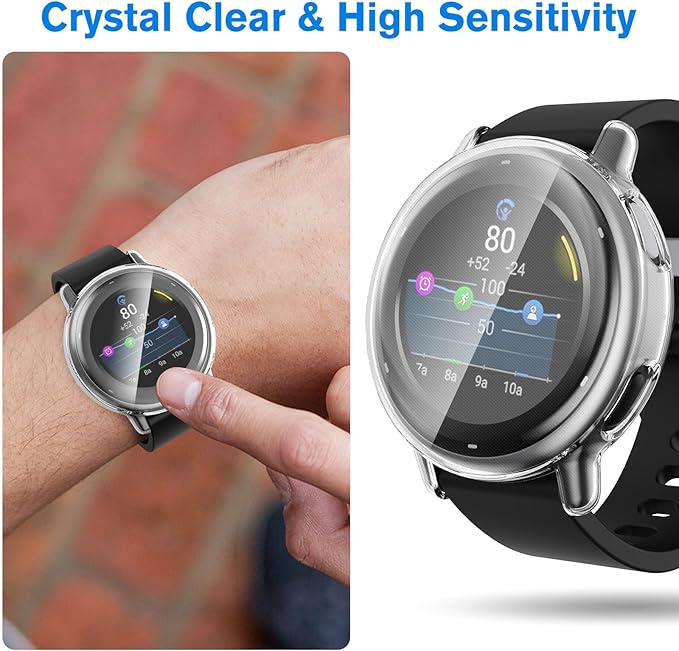 Fintie 3 Packs Screen Protector Case Compatible with Garmin Vivoactive 5, Soft TPU Plated Bumper Full Cover Protective Cases Scratch-Proof, Black/Silver/Clear - Image 4