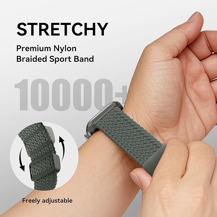 Braided Stretchy Band Compatible with Apple Watch Band 38mm 40mm 41mm 42mm 44mm 45mm 46mm 49mm Women Men, Adjustable Nylon Elastic Magnetic Clasp Strap for iWatch Series 10 9 8 7 6 5 4 3 2 1 SE Ultra - Image 3