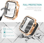 Surace 45mm Case Compatible with Apple Watch Series 9 Series 8 Series 7 Case with Screen Protector, Bling Diamond Overall Protective Case Compatible with Apple Watch Series 7 & 8 & 9 45mm, Rose Gold - Image 3
