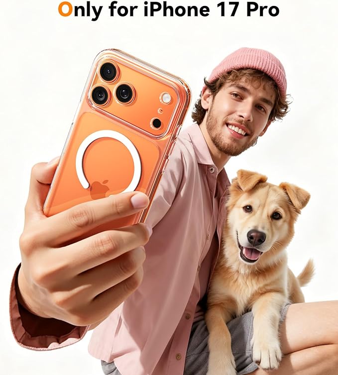JUESHITUO Magnetic for iPhone 17 Pro Max Case: Upgraded [Full Camera Protection], with [1X Screen Protector] [Camera Button], 6.9" Case for iPhone 17 Pro Max, Clear - Image 8