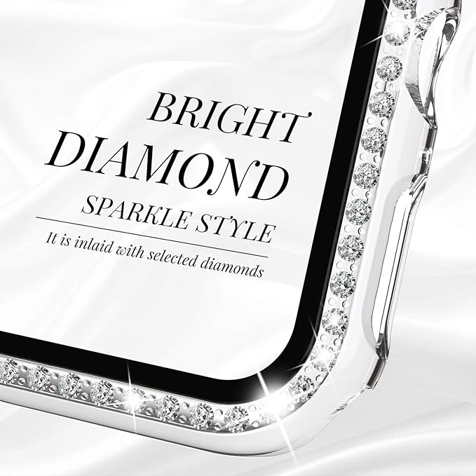 Recoppa Compatible for Apple Watch Case with Screen Protector for Apple Watch 44mm Series 6/5/4/SE, Bling Crystal Diamond Rhinestone Ultra-Thin Bumper Full Cover Protective Case for Women Girls iWatch - Image 4