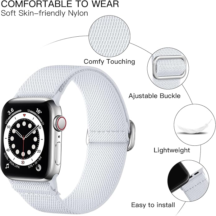 Lerobo Braided Band Compatible with Apple Watch Series 11 10 9 8 7 46mm 45mm 41mm Ultra SE 3 2 1 49mm Series 6 5 4 3 44mm 40mm 38mm 42mm Men iWatch Bands Women Stretchy Nylon Solo Loop Sport Strap - Image 2