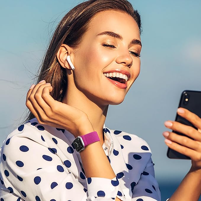 Soft And Breathable Sport Nylon Loop Stretchy Compatible with Apple Watch Bands 38MM 40MM 41MM 42MM 44MM 45MM 49MM, Women Men Adjustable Straps for iWatch Series SE 11/10/9/8/7/6/5/4/3/2/1 Ultra - Image 3