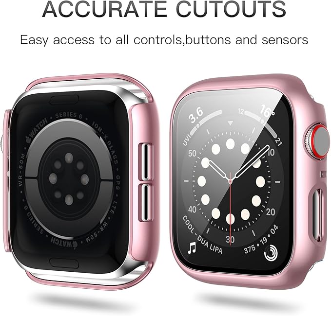 5 Pack Hard PC Case with Tempered Glass Screen Protector for Apple Watch 44mm SE(2023) (2nd Gen) Series 6 5 4 SE, Scratch Resistant Bumper Protective Cover for iWatch 44mm Accessories - Image 5