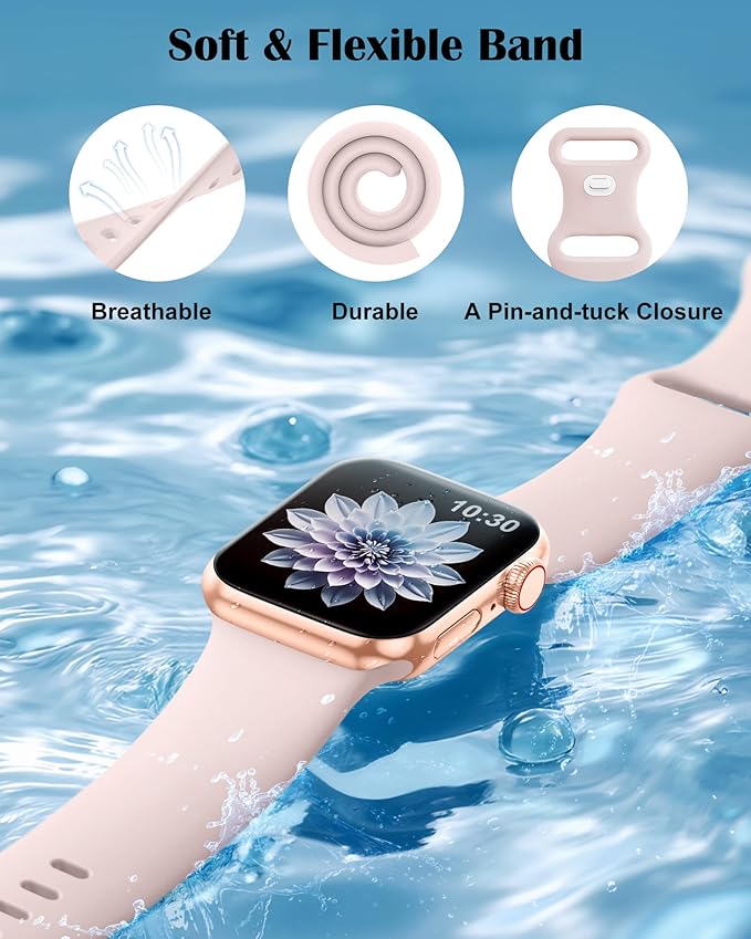 TreasureMax Sport Band Compatible with Apple Watch Bands 38mm 40mm 41mm 42/44mm 45mm 46mm 49mm, Soft Silicone Strap Compatible for Apple Watch Ultra 3 Series 11 10 9 SE/SE2 8 7 6 5 4 3 Men Women Lotus Pink - Image 2