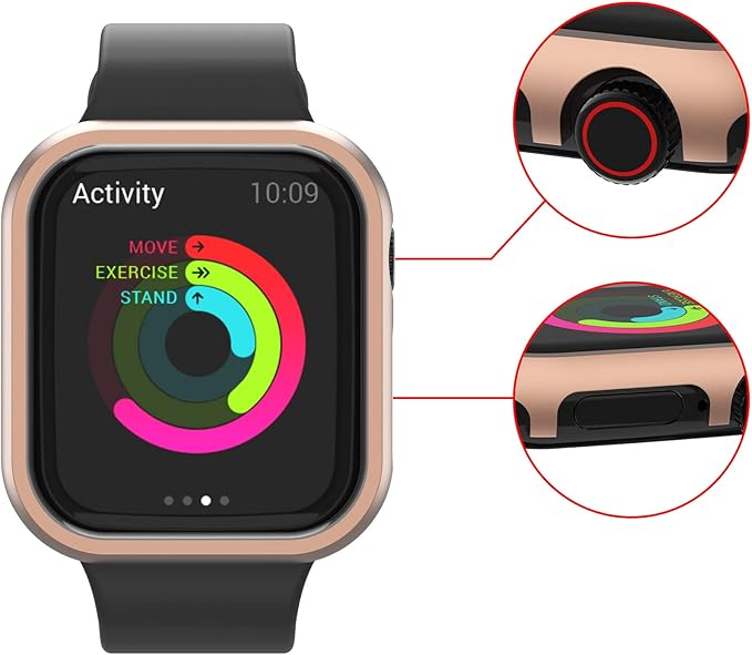 Compatible with iWatch Case 38mm Metal Frame Rose Gold, Stainless Steel Cases Shockproof Lightweight Protector Covers Aluminum Bumper Sleeve No Screen Compatible with Apple Watch 38mm Series 1/2/3 - Image 3