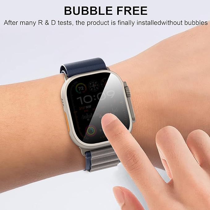 Suoman 2-Pack for Apple Watch Ultra 3/2/1 49mm Tempered Glass Privacy Screen Protector, [Anti-peeping] 9H Hardness protective film - Auto-alignment Installation Kit - Image 7