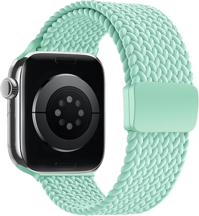 Braided Stretchy Band Compatible with Apple Watch Band 38mm 40mm 41mm 42mm 44mm 45mm 46mm 49mm Women Men, Adjustable Nylon Elastic Magnetic Clasp Strap for iWatch Series 10 9 8 7 6 5 4 3 2 1 SE Ultra by Unknown