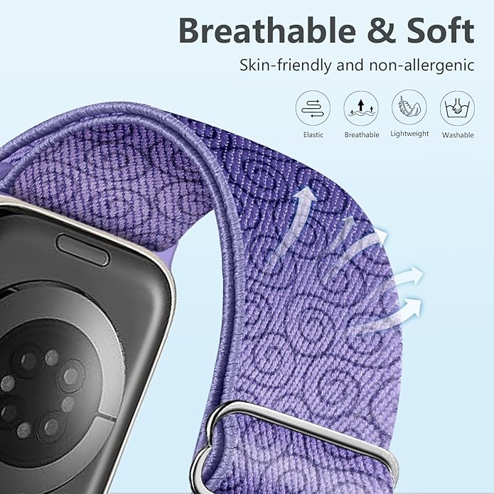 5 Pack Stretchy Nylon Band Compatible with Apple Watch Bands 40mm 41mm 42mm 44mm 45mm 46mm 49mm 38mm for Women Men, Braided Solo Loop Strap for iWatch SE3 2, Ultra3 2 1, Series 11 10 9 8 7 6 5 4 3 2 1 - Image 2