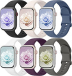 6 Pack Sport Bands Compatible with Apple Watch Bands 38mm 40mm 41mm 42mm 44mm 45mm 46mm 49mm for Women Men, Soft Wristband Silicone Sport Strap for iWatch Bands Series 11 10 9 8 7 6 5 4 3 2 1 Ultra SE by HEARTBOOM