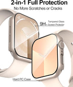 Smiling 2 Pack Case Compatible with Apple Watch SE 3 (2025)/ SE 2/ SE/Series 6/5/4 44mm with Tempered Glass Screen Protector, Hard PC Case Overall Protective Cover- Starlight - Image 2