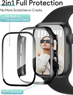 JR.DM 42mm 2 Pack Hard PC Case with HD Tempered Glass Screen Protector for Apple Watch Series 10/11 (2025), Guard Bumper Full Coverage Protective Anti-Scratch Face Cover for iWatch, Black+ Black - Image 3