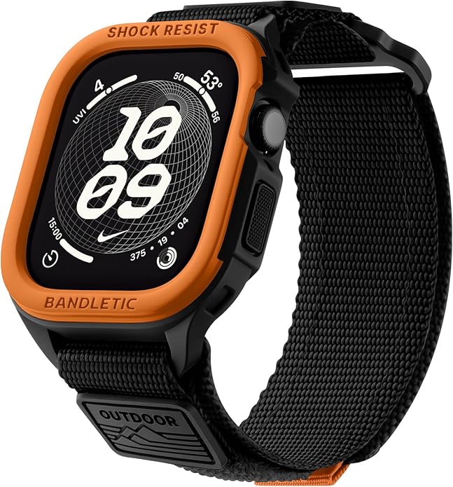 Bandletic Rugged Case with Band Compatible with Apple Watch 49mm(Ultra 3/2/1),46mm(Series 11/10), 45mm(Seriess 9/8/7),44mm(SE3/SE2/SE/6/5/4), Protective Cover Sport Accessories for iWatch Men by Bandletic
