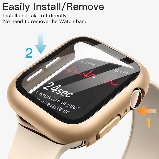 JETech Case with Screen Protector for Apple Watch Series 11/10 46mm, Overall Protective Cover, Built-in Tempered Glass Film High Sensitivity, 2 Pack (Gold) - Image 4