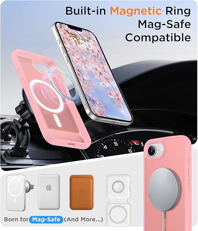 Temdan Magnetic Compatible with iPhone 16E Case, [Built-in Invisible Kickstand][Compatible with MagSafe][Military Grade Shockproof] Slim Translucent Matte Case for iPhone 16E 6.1" 2025 - Image 5