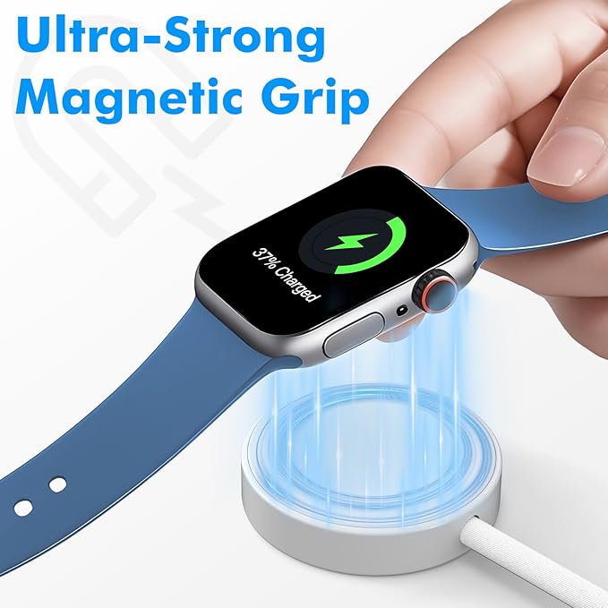 Magnetic Fast Charger for Apple Watch, Smart iWatch Charger, Compatible Apple Watch Chargers for Ultra 2/Ultra/Series 10/9/8/7/6/SE, USB C, Durable & Safe, 2-3 Hour Full Charge, Smart IC, 3FT, White - Image 4