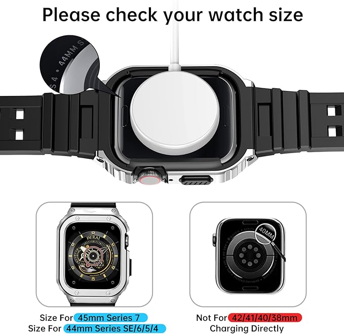 SUPLINK Stainless Steel Case and Band Compatible with Apple Watch 45mm Bands for Men, Rugged Protective Metal Apple Watch Case Cover and TPU Band for iWatch Apple Watch Series 9 8 7(Silver) - Image 6