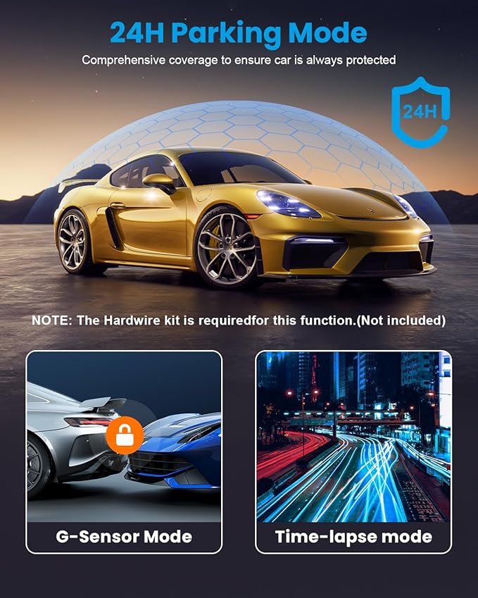 Dash Cam 4K Front, Ultra HD Dash Camera for Cars, 1.47''IPS Screen Mini Car Camera with APP Control, Built-in Wi-Fi & G-Sensor, 24H Parking Mode, Night Vision, WDR, Loop Recording, Support 256GB Max - Image 8