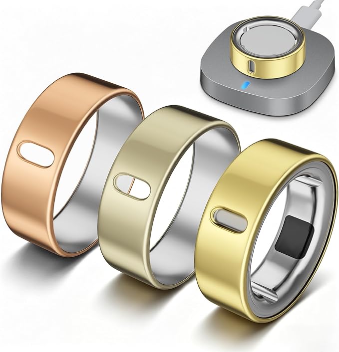 3 Pack Cover Compatible with Oura Ring Gen 4/Oura Ring Gen 3 Horizon/Heritage-Size 6,Support Charging with Cover on,Anti-Scratch TPU Ring Protector for Men Women,Gold+Champagne Gold+Rosegold by Vigamen