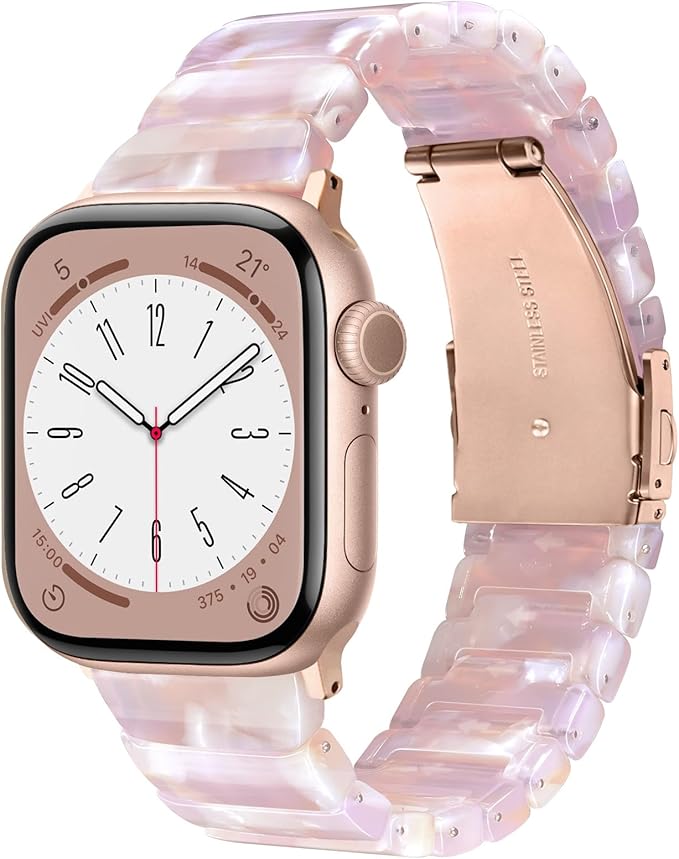 V.R.HOPE Apple Watch Band for Series 11/10/9/8/7 38mm 40mm 41mm 42mm Fashion Lightweight Resin Dressy Strap for Women Bracelet Compatible with iWatch Series 6/5/4/3/2/1/SE (Pinkish Brown) by VRHOPE