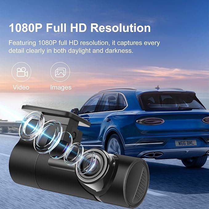 WiFi Dash Cam - Mini Dash Cam with Application Suitable for Car 1080P 140 ° Wide-Angle 24-Hour Parking Mode Car Camera Supports Up to 128GB - Image 5