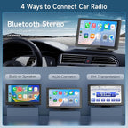 Haudio 7" Wireless CarPlay & Android Auto Screen for Car, Portable Car Stereo with 1080P Front & Rear Dash Cam, Backup Camera, Bluetooth, GPS Navigation, FM Transmitter, Plug & Play - Image 3