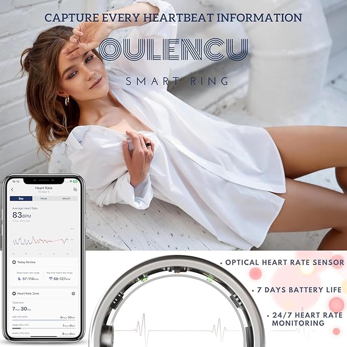 2026 Smart Ring for Women and Men,Sleep Tracker,Fitness Smart,Activity Tracker,Sleep Monitor,Stress/Heart Rate/Cycle Monitoring - No Subscription Required (Gold, #9-ID:59.5mm) - Image 7